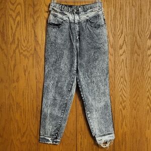 Rose Black Acid Wash Distressed Jeans